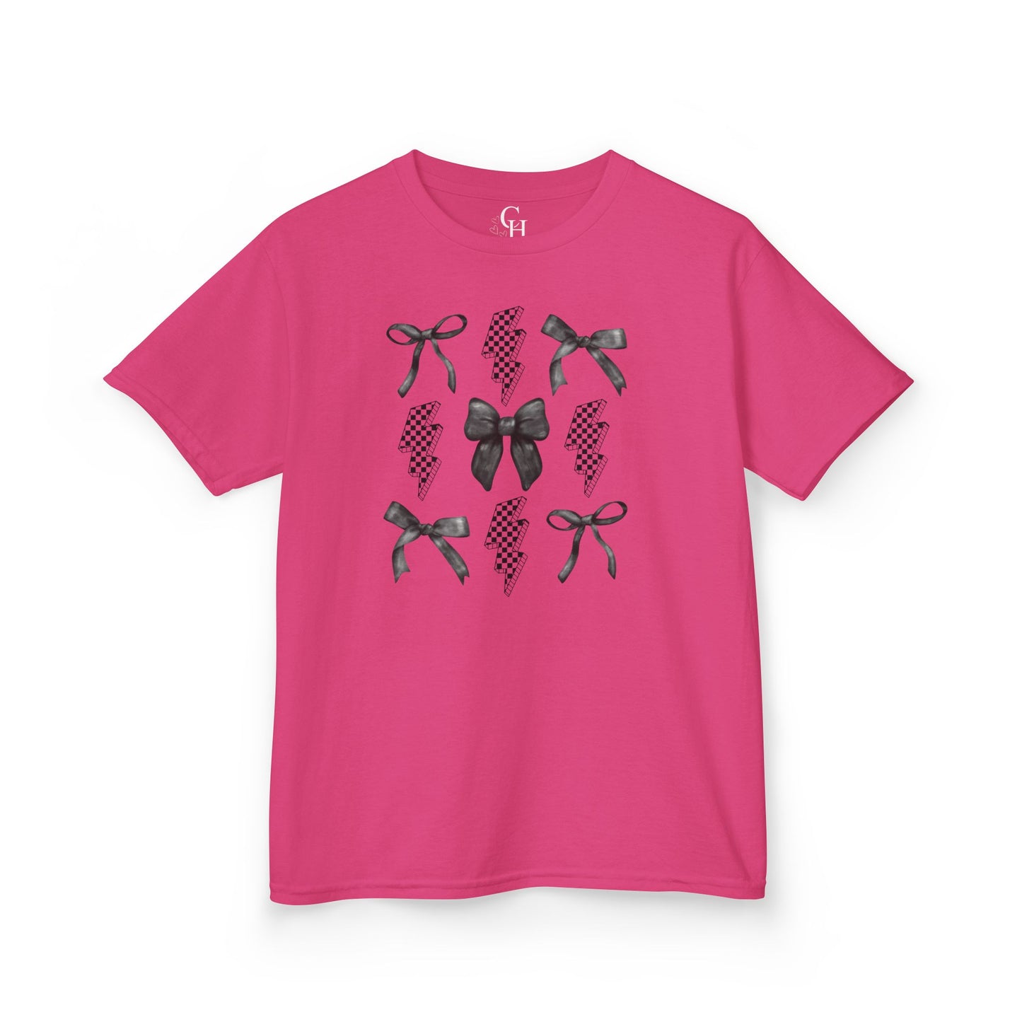 Kids Bow Pattern Tee — Black Bows & Lightning Kids T-Shirt