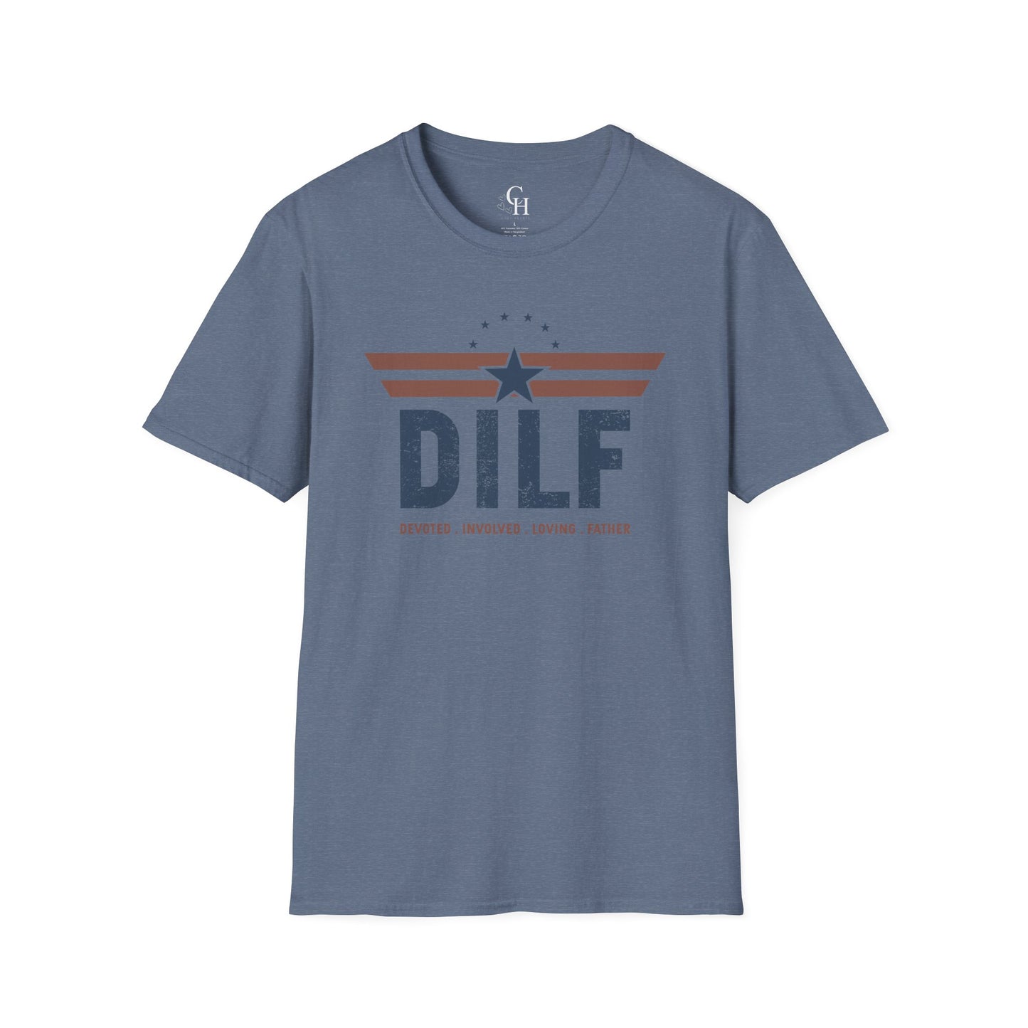DILF (Devoted Involved Loving Father) Retro Star T-Shirt — Distressed Patriotic Dad Tee