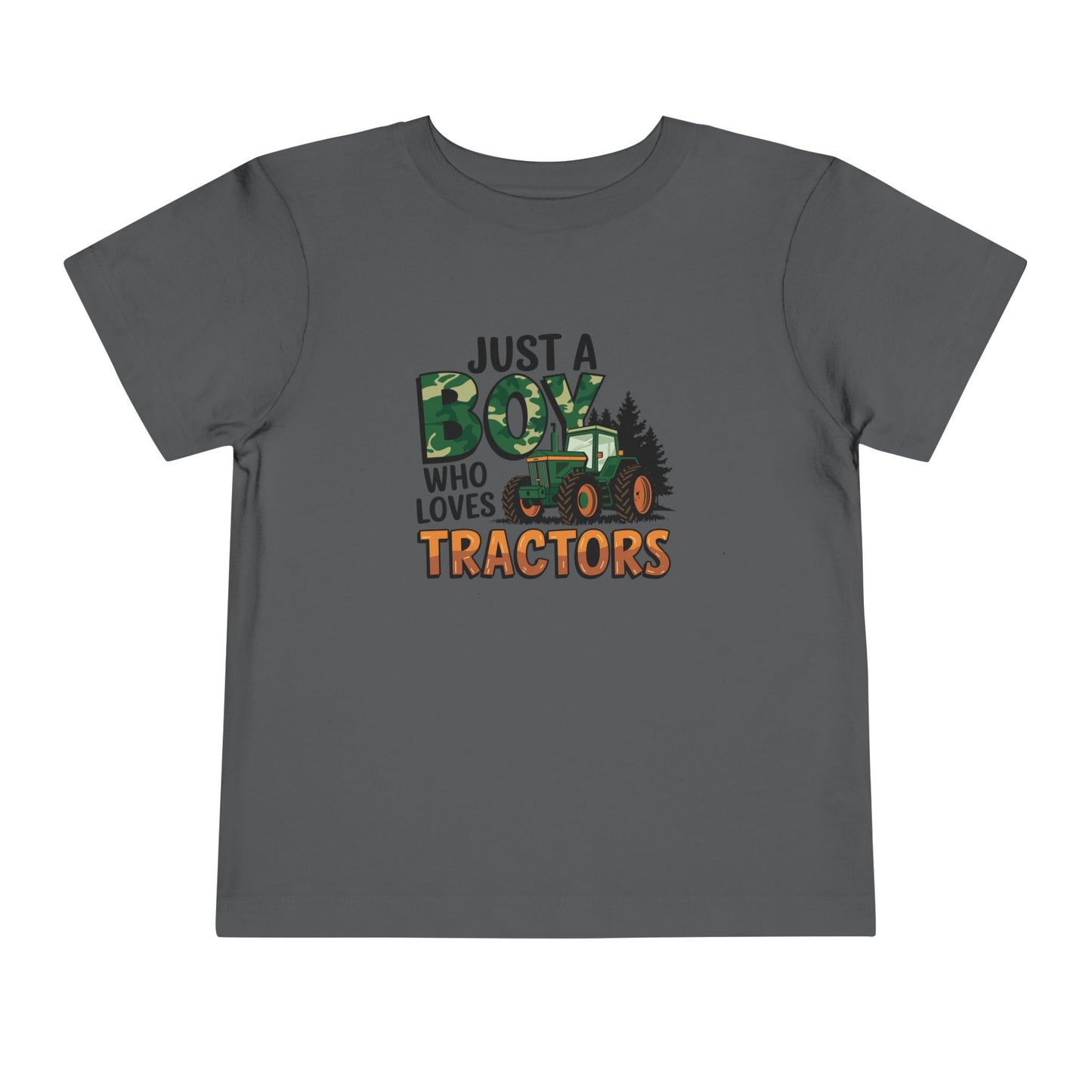 Toddler Tee — "Just A Boy Who Loves Tractors" Farm Tractor Graphic
