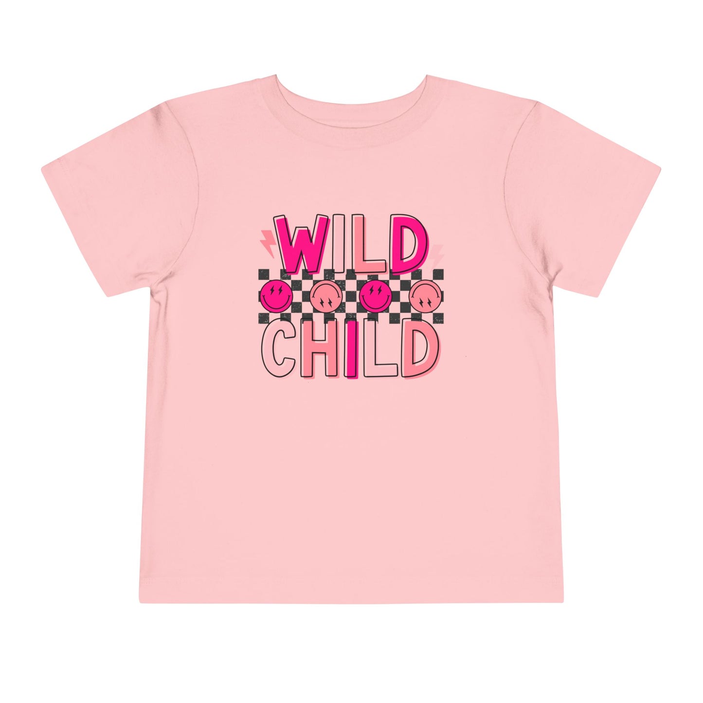 Wild Child Toddler Tee — Pink Smile Face Graphic Shirt
