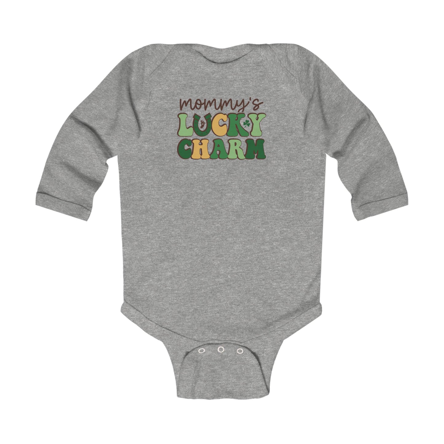 Infant Bodysuit - "Mommy's Lucky Charm" St. Patrick's Day Baby Long Sleeve Onesie