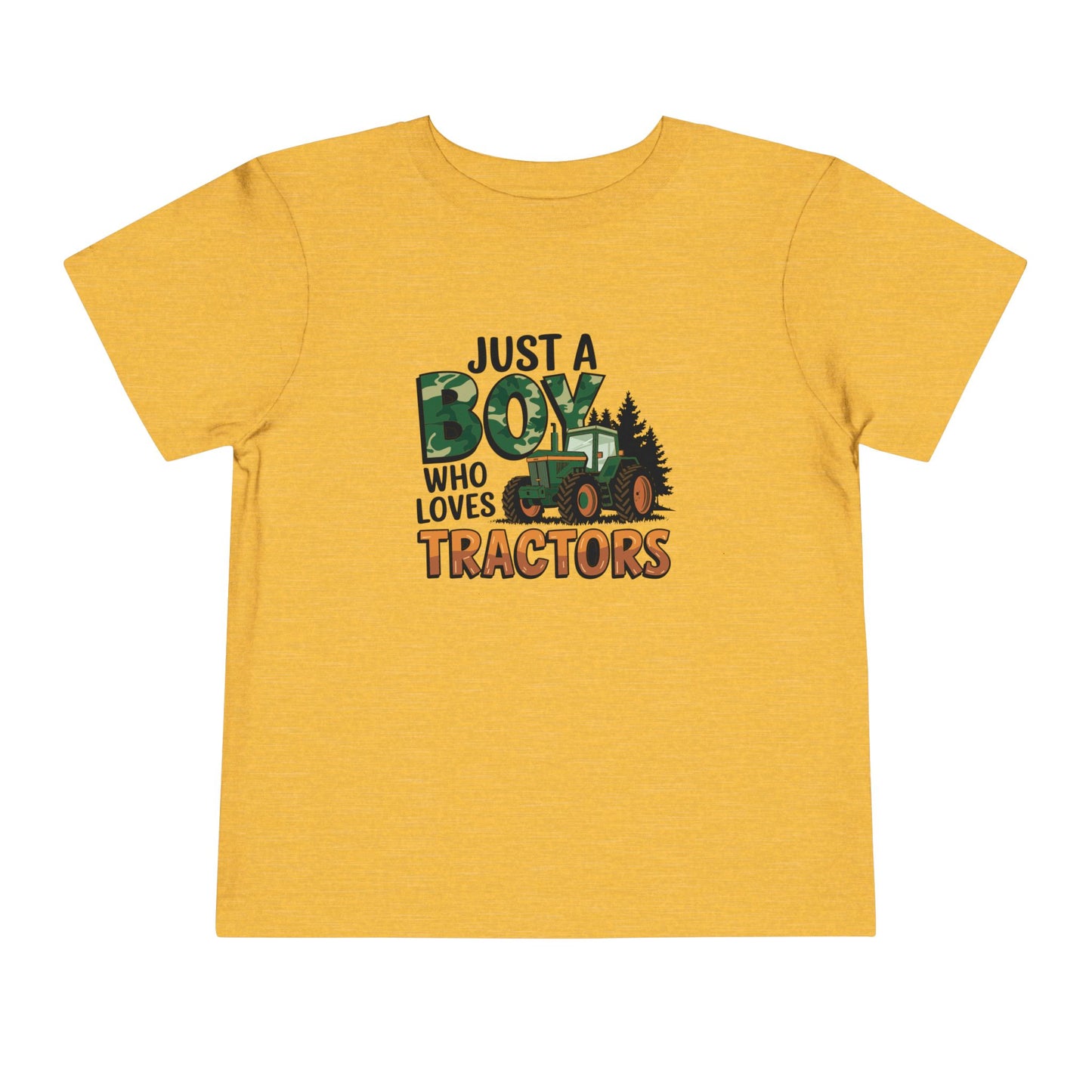 Toddler Tee — "Just A Boy Who Loves Tractors" Farm Tractor Graphic