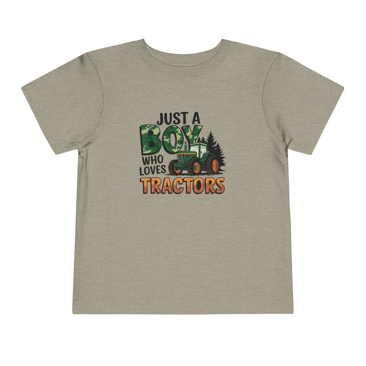 Toddler Tee — "Just A Boy Who Loves Tractors" Farm Tractor Graphic