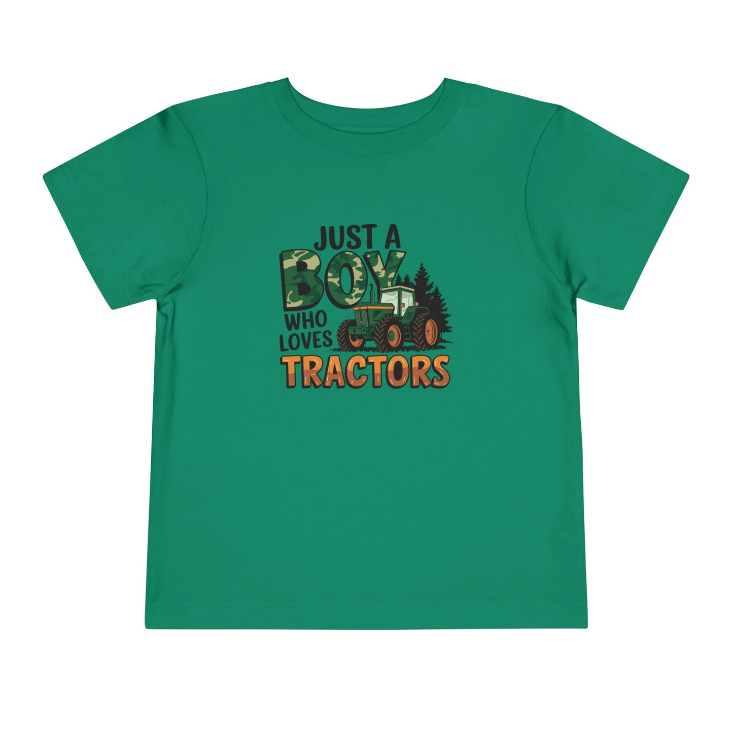 Toddler Tee — "Just A Boy Who Loves Tractors" Farm Tractor Graphic