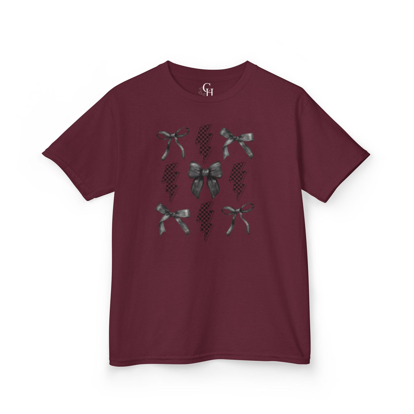 Kids Bow Pattern Tee — Black Bows & Lightning Kids T-Shirt