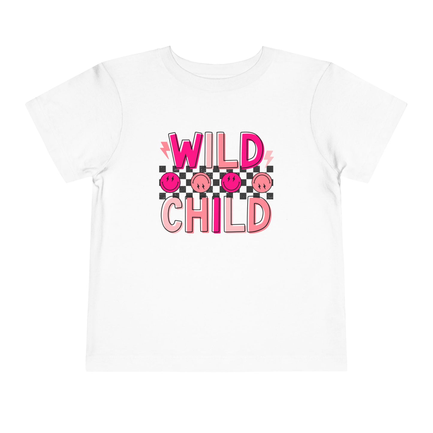 Wild Child Toddler Tee — Pink Smile Face Graphic Shirt