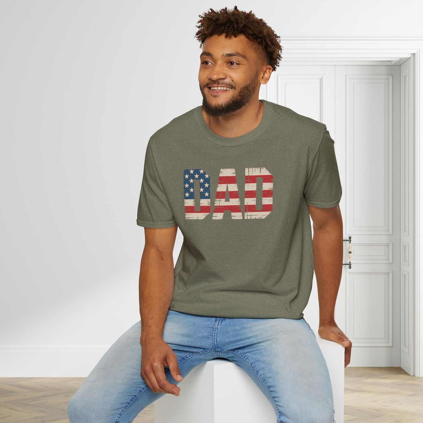 American Flag Distressed DAD T-Shirt