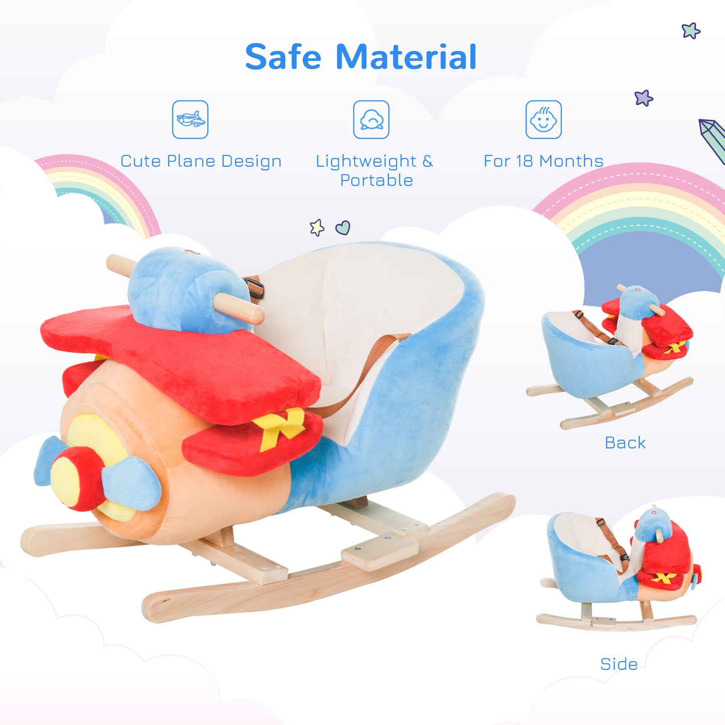 Rocking Plush Ride-on Plane Chair with Lullaby Song