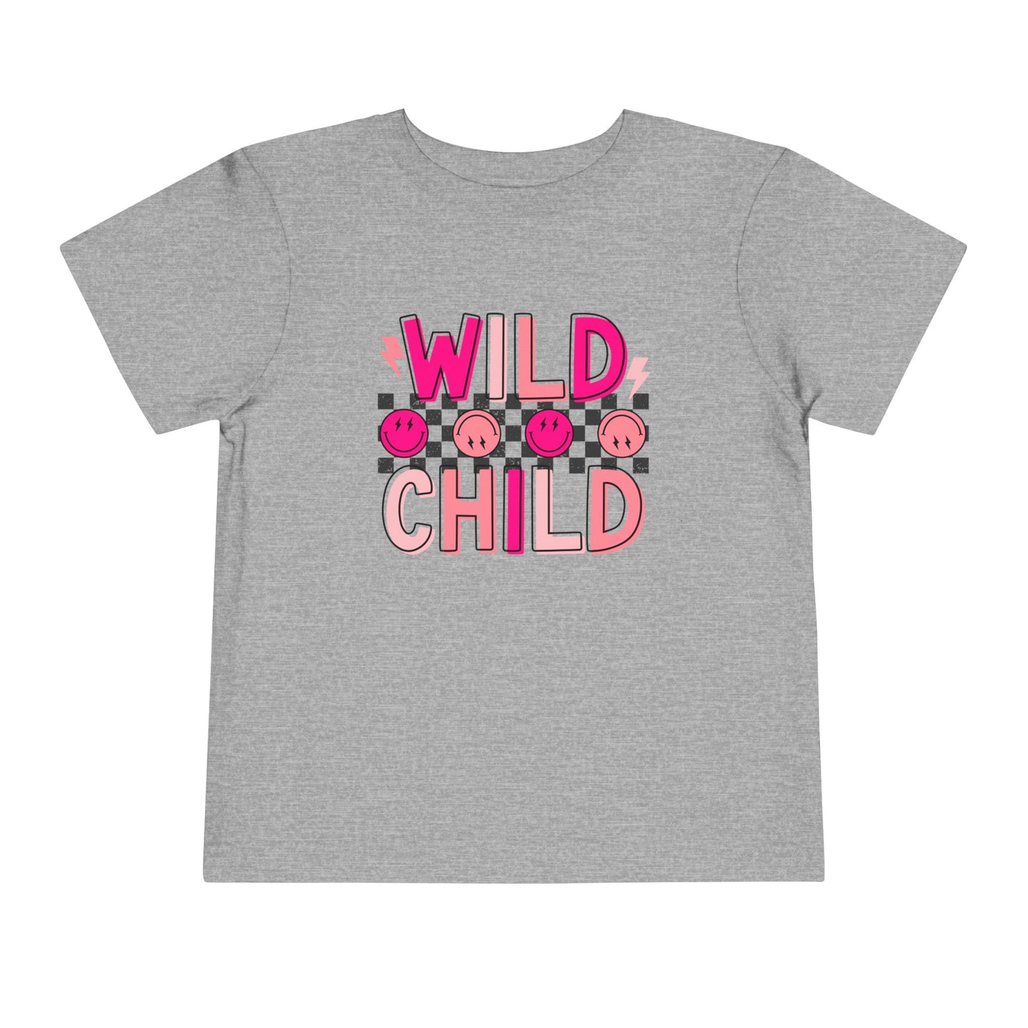 Wild Child Toddler Tee — Pink Smile Face Graphic Shirt