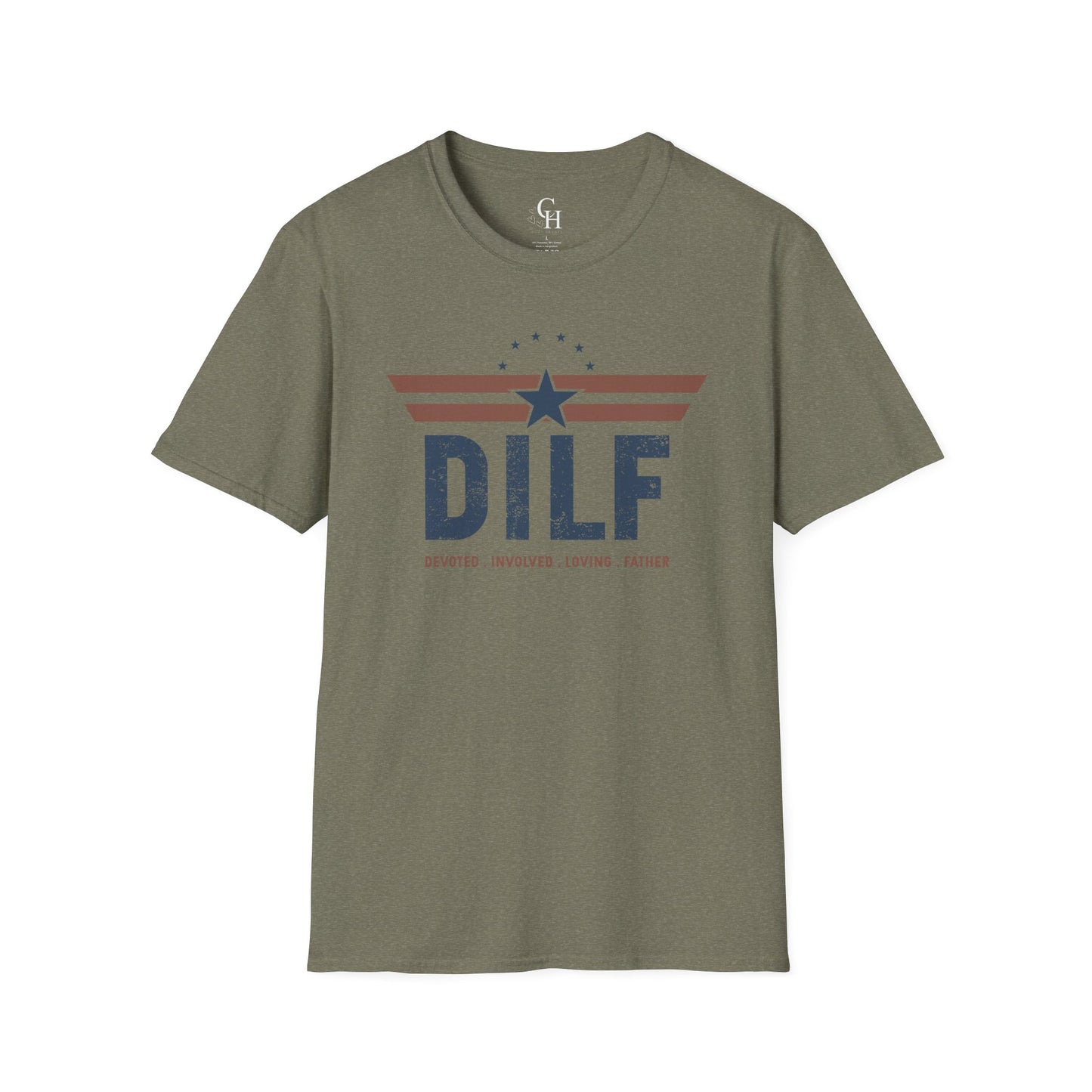 DILF (Devoted Involved Loving Father) Retro Star T-Shirt — Distressed Patriotic Dad Tee
