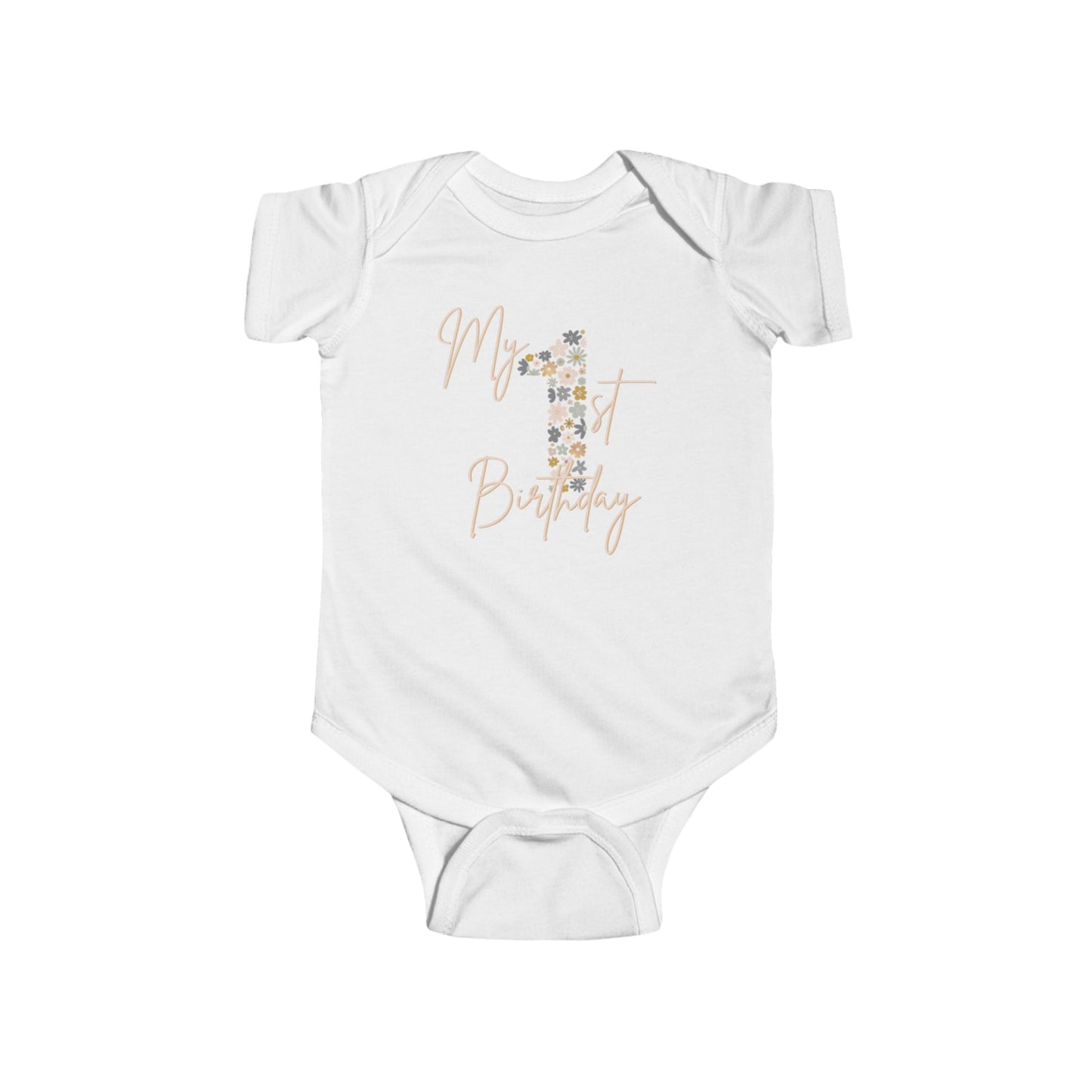 Infant Bodysuit — Floral "My 1st Birthday" Baby Onesie