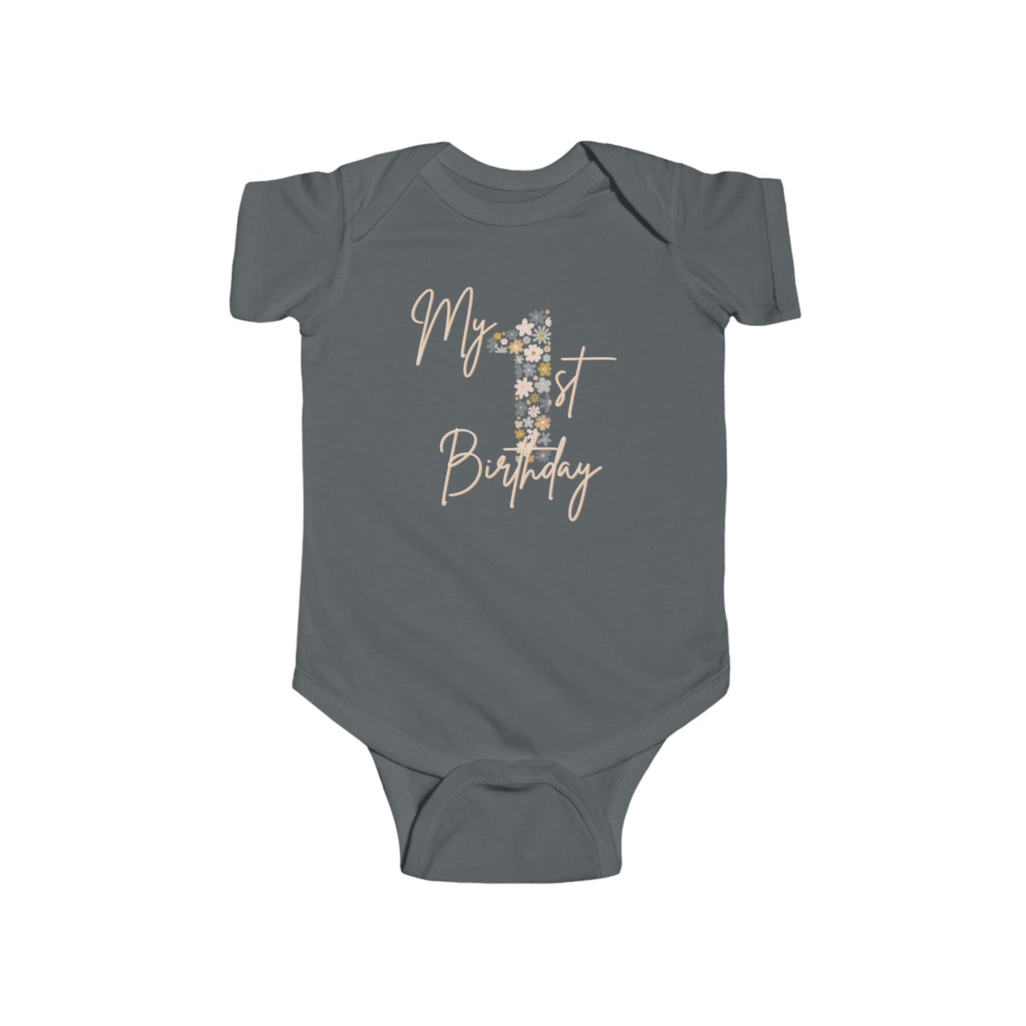 Infant Bodysuit — Floral "My 1st Birthday" Baby Onesie