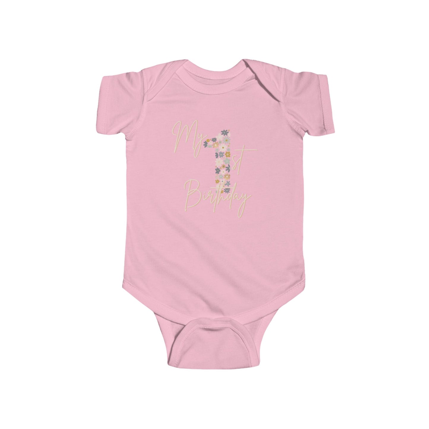Infant Bodysuit — Floral "My 1st Birthday" Baby Onesie
