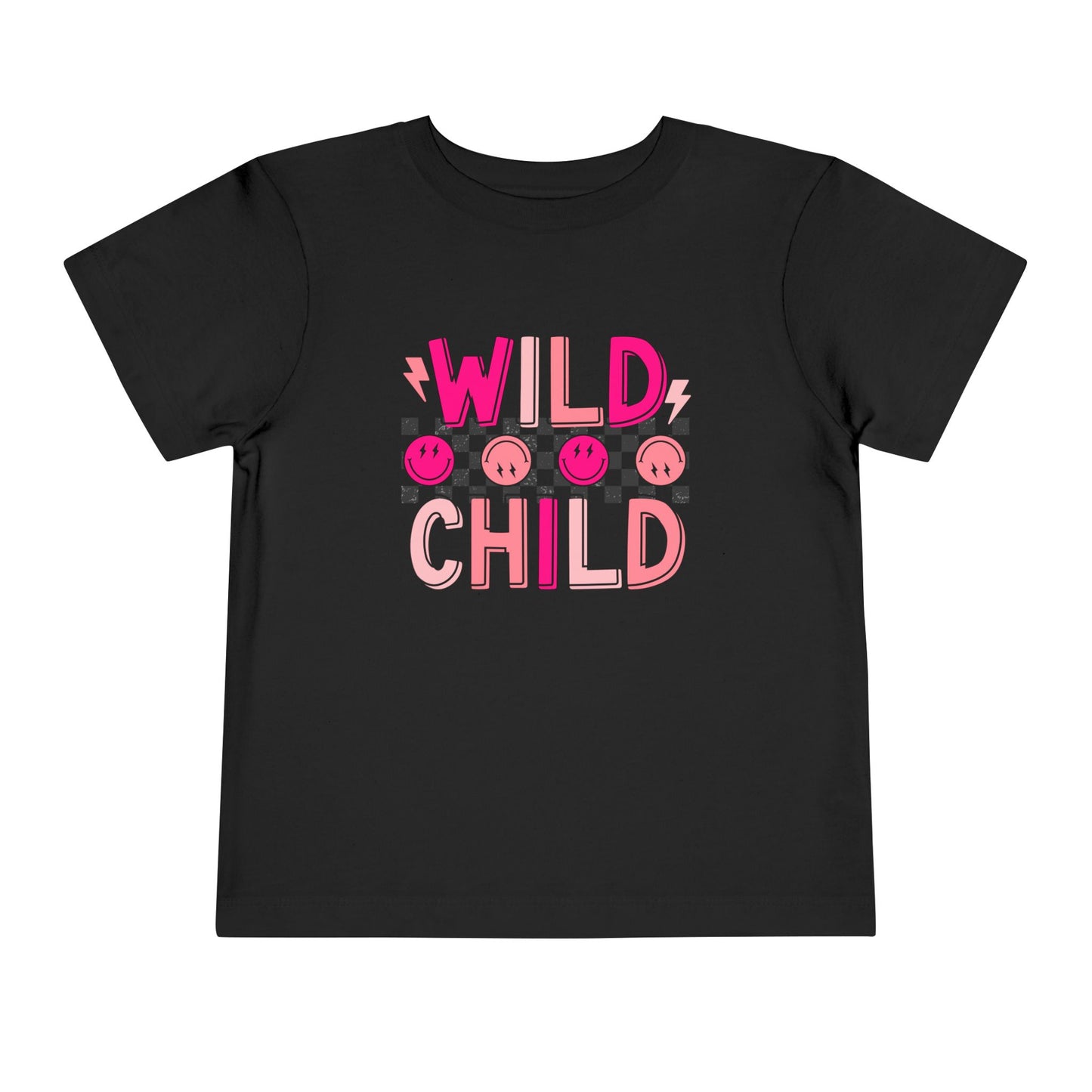 Wild Child Toddler Tee — Pink Smile Face Graphic Shirt