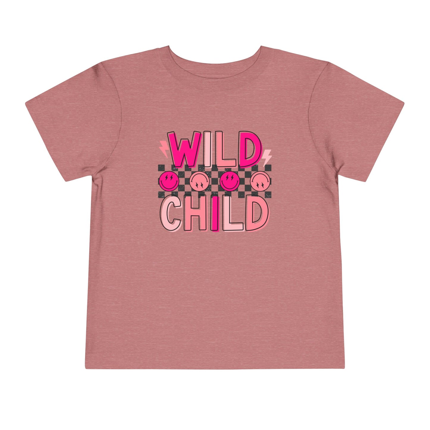 Wild Child Toddler Tee — Pink Smile Face Graphic Shirt