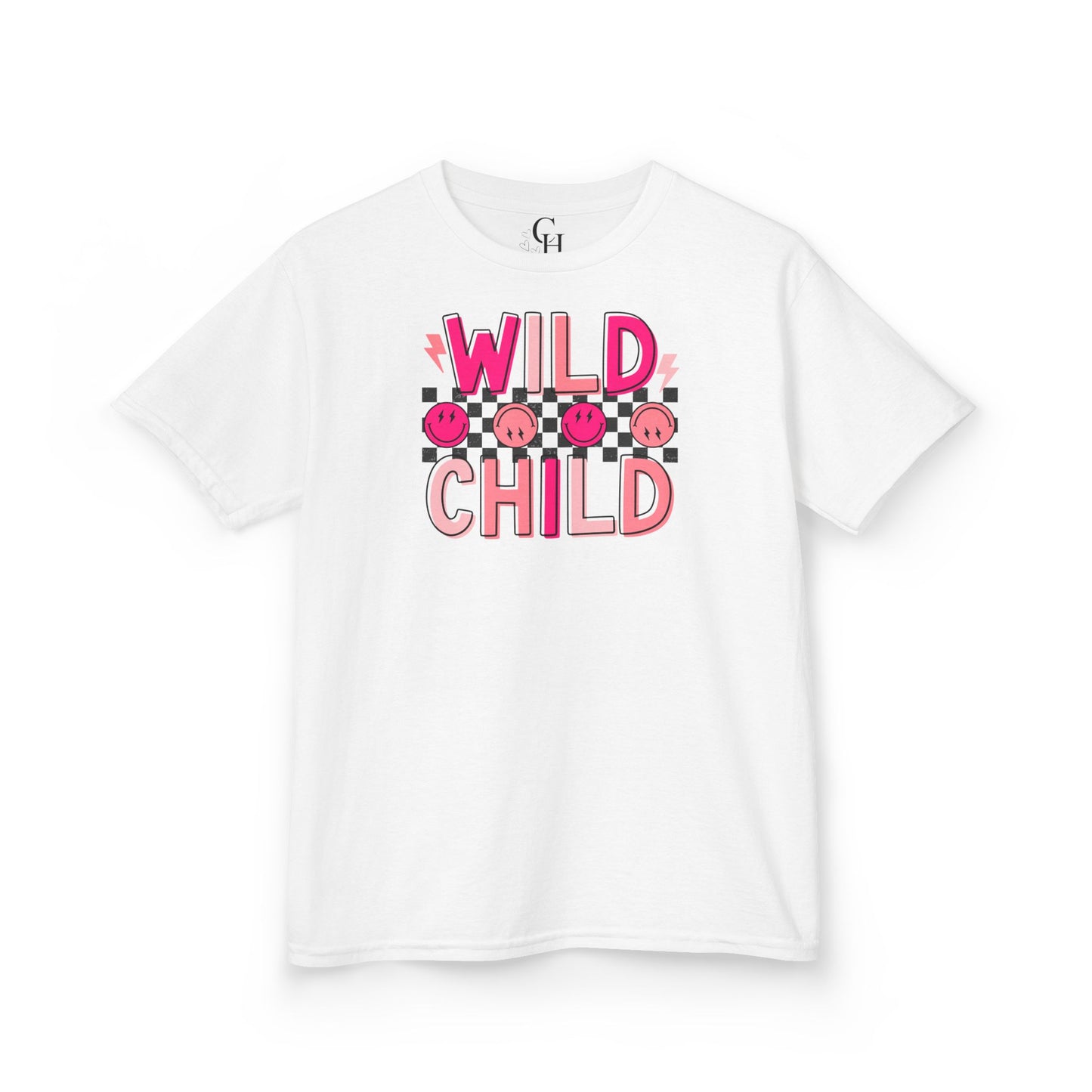 Kids T-Shirt — "Wild Child" Pink Floral Graphic