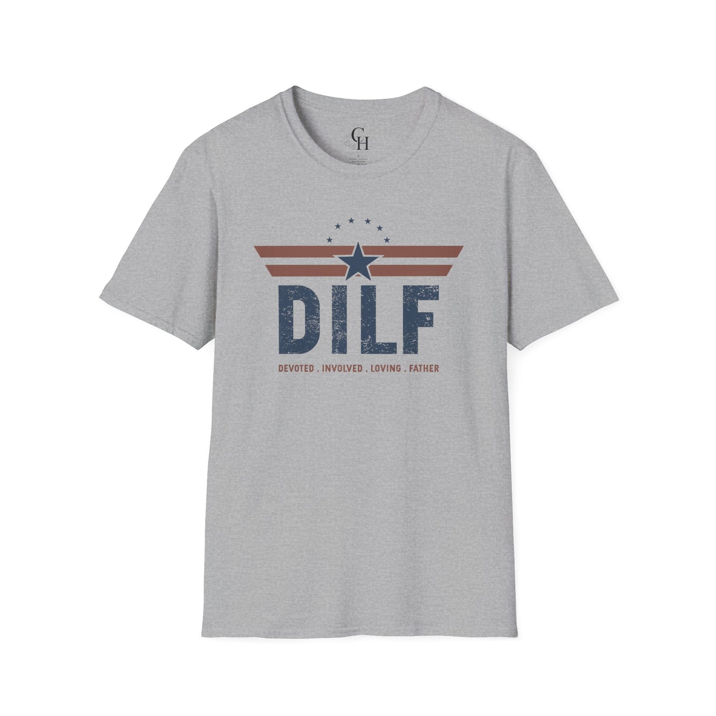 DILF (Devoted Involved Loving Father) Retro Star T-Shirt — Distressed Patriotic Dad Tee