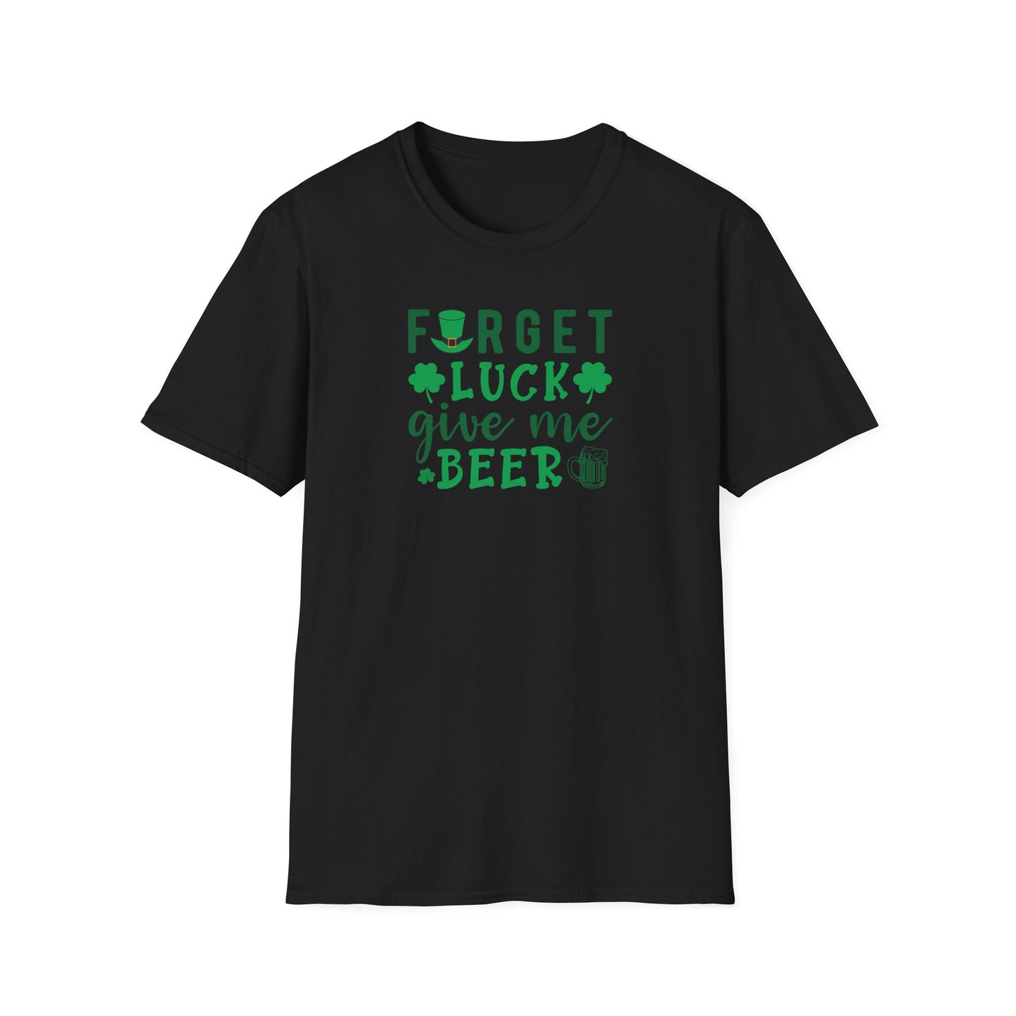 Forget Luck Give Me Beer T-Shirt — St. Patrick’s Day Shamrock Beer Tee