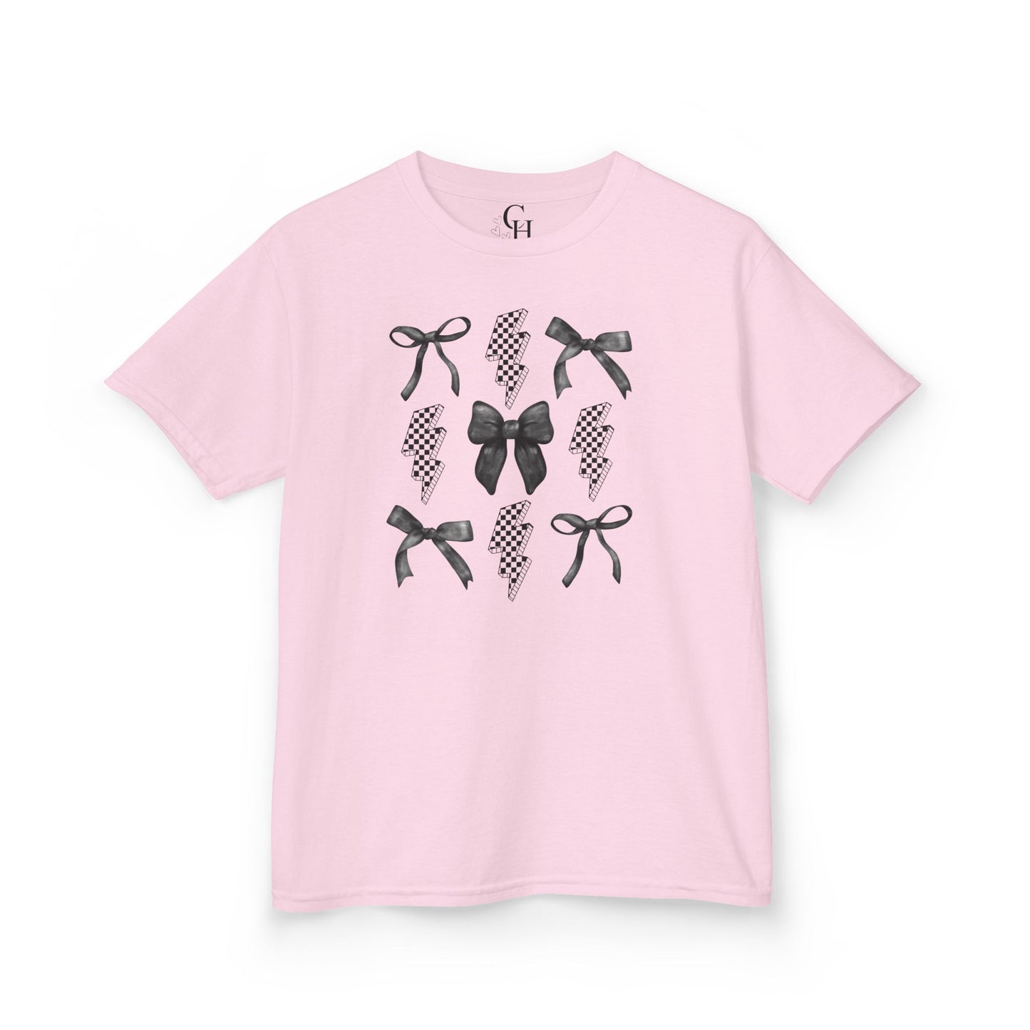 Kids Bow Pattern Tee — Black Bows & Lightning Kids T-Shirt
