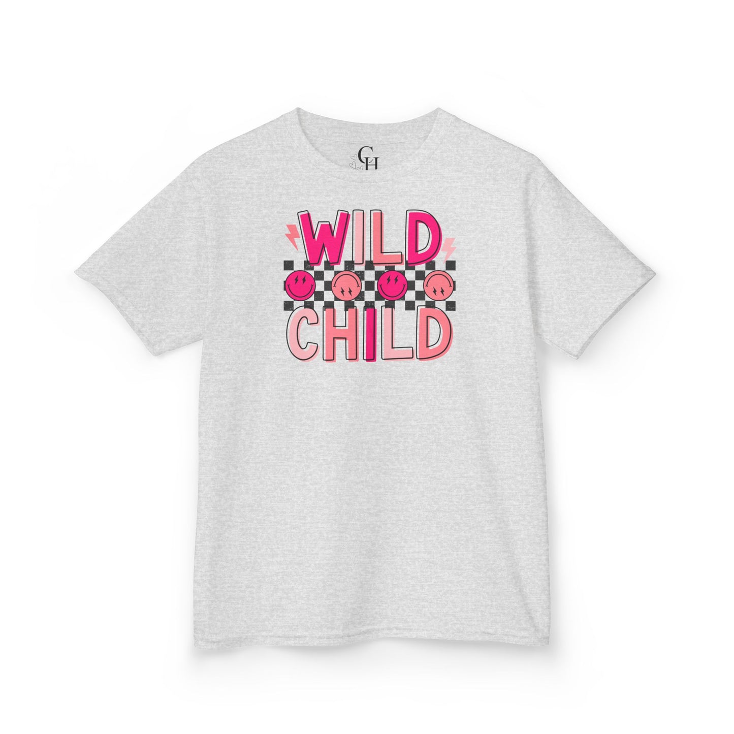 Kids T-Shirt — "Wild Child" Pink Floral Graphic