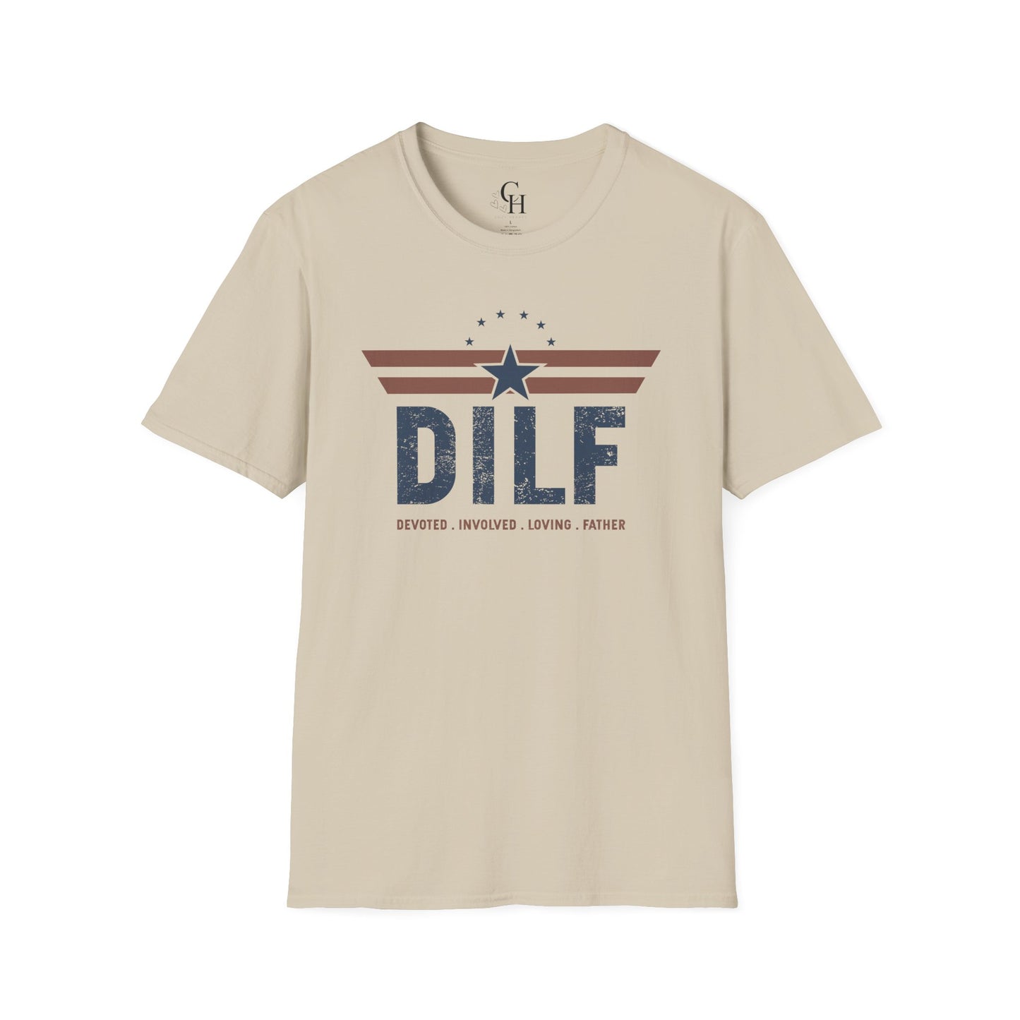 DILF (Devoted Involved Loving Father) Retro Star T-Shirt — Distressed Patriotic Dad Tee