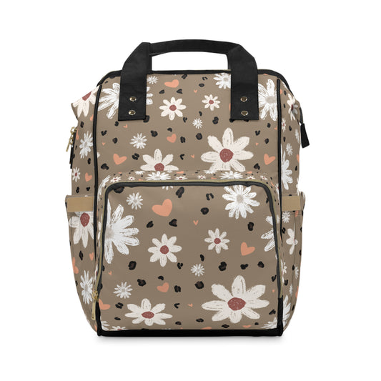 Cozy Flowers Diaper Backpack - Multifunctional Floral Baby Bag with Changing Pad