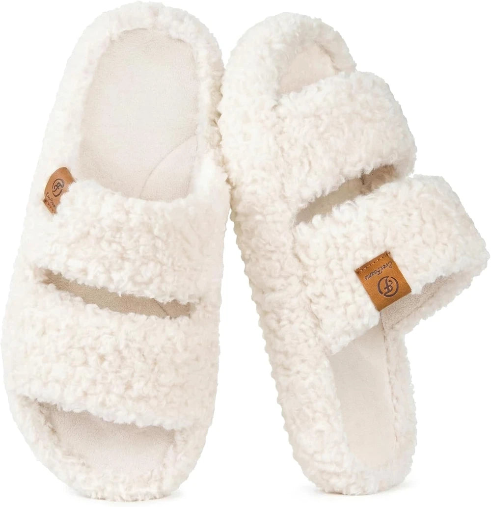 Fuzzy Open-Toe House Slippers