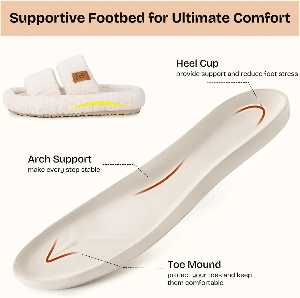 Fuzzy Open-Toe House Slippers