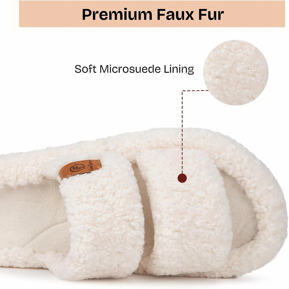 Fuzzy Open-Toe House Slippers