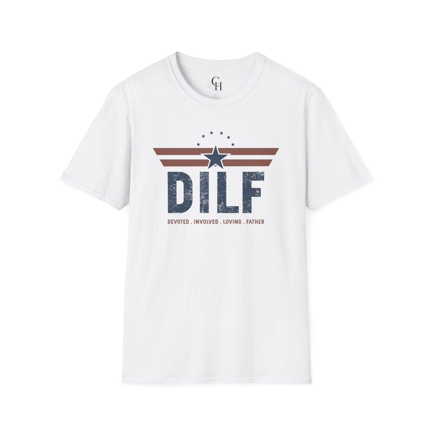 DILF (Devoted Involved Loving Father) Retro Star T-Shirt — Distressed Patriotic Dad Tee