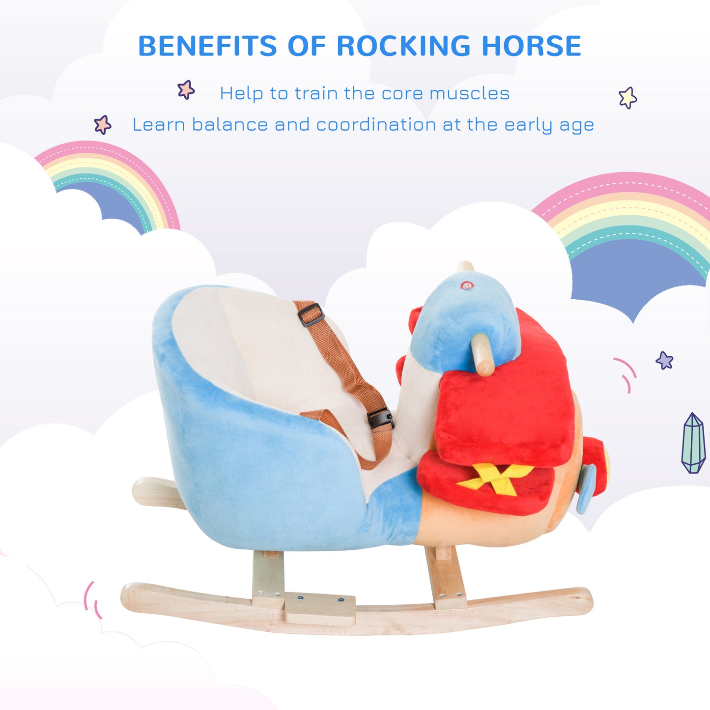 Rocking Plush Ride-on Plane Chair with Lullaby Song