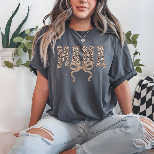 Mama Leopard Print T-Shirt — Graphic 'MAMA' Tee for Moms, Mother's Day Gift