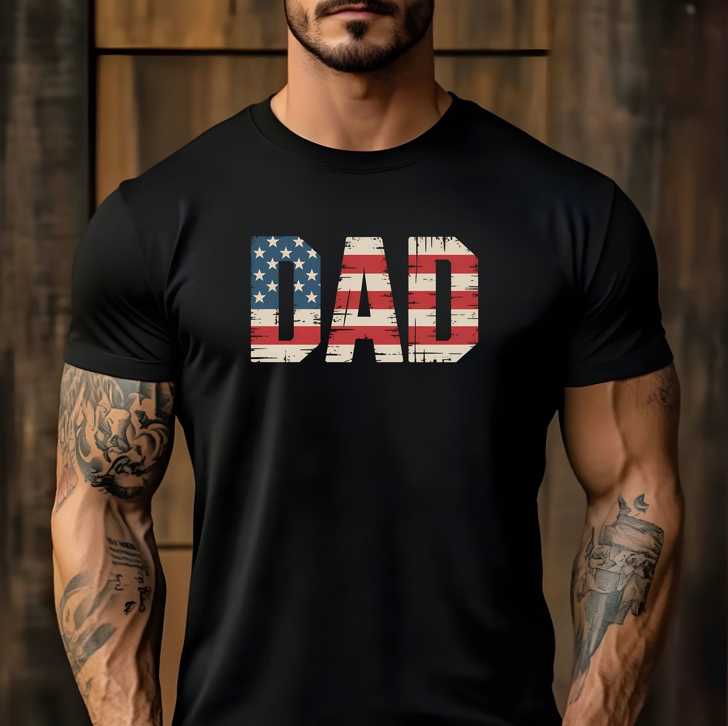 American Flag Distressed DAD T-Shirt