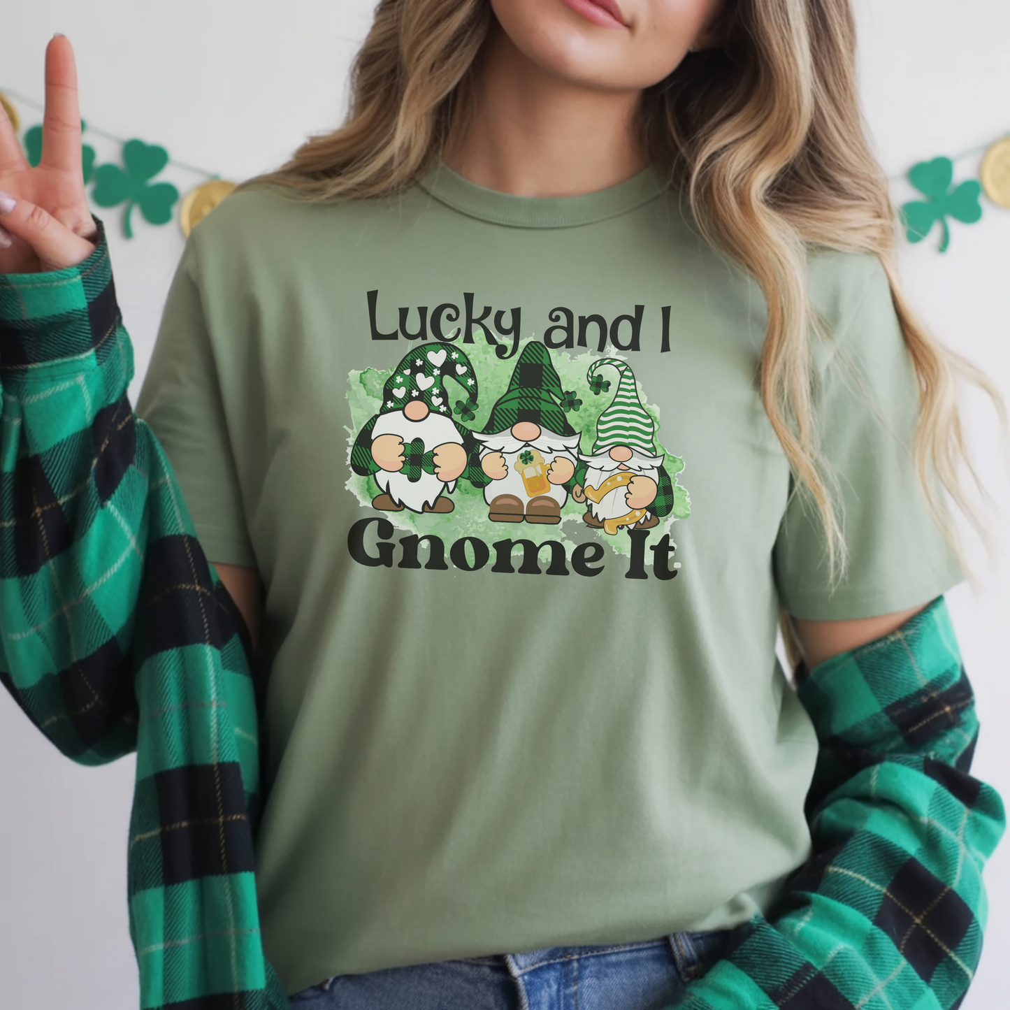 St. Patrick's Gnome T-Shirt – "Lucky and I Gnome It" Shamrock Tee