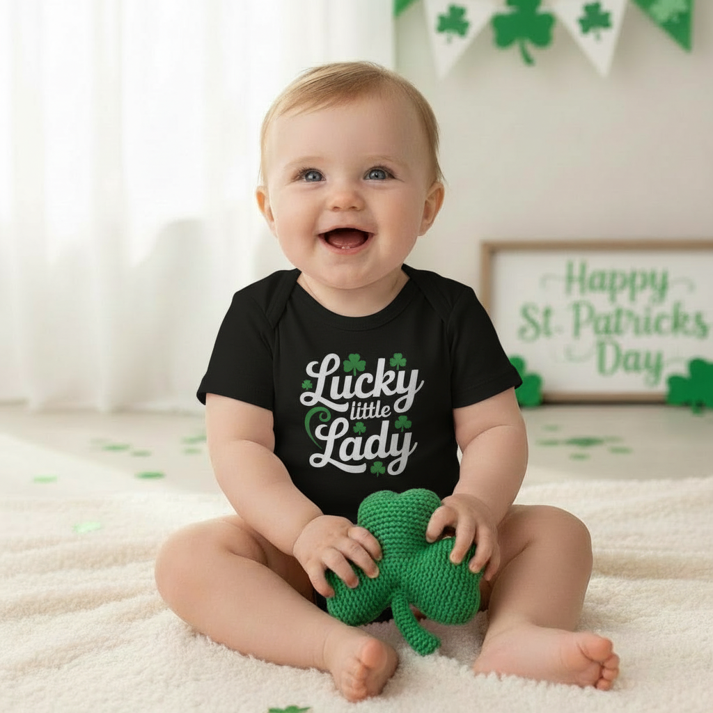 Baby Onesie with Green Shamrock Hearts — St. Patrick’s Day Infant Bodysuit
