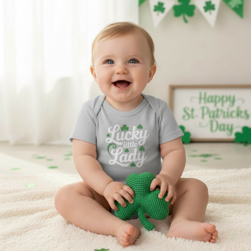 Baby Onesie with Green Shamrock Hearts — St. Patrick’s Day Infant Bodysuit
