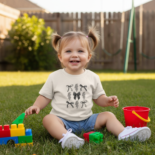 Toddler Tee — Polka Dot Lightning & Bow Graphic