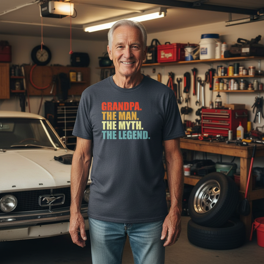 Grandpa The Man The Myth The Legend T-Shirt — Retro Men's Grandpa Gift
