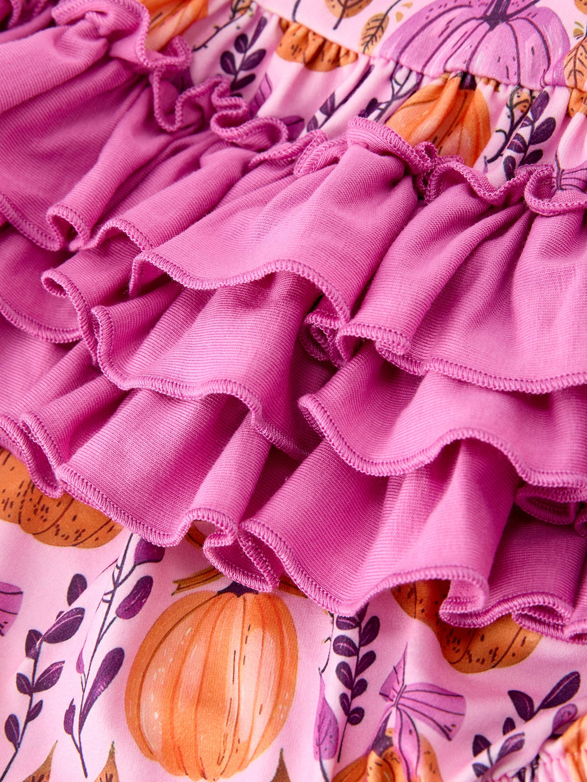 Thanksgiving Pumpkin Girls Romper with Ruffle Bow