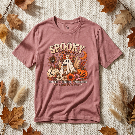Spooky Ghost & Pumpkins T-shirt | Halloween Fall Vibes