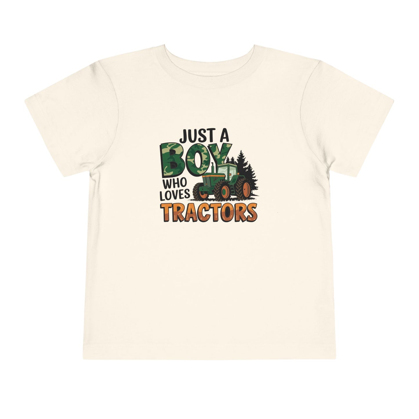 Toddler Tee — "Just A Boy Who Loves Tractors" Farm Tractor Graphic