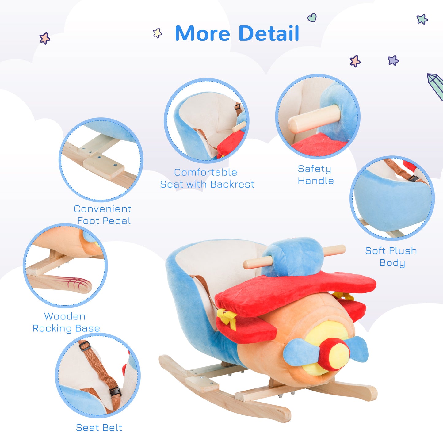 Rocking Plush Ride-on Plane Chair with Lullaby Song