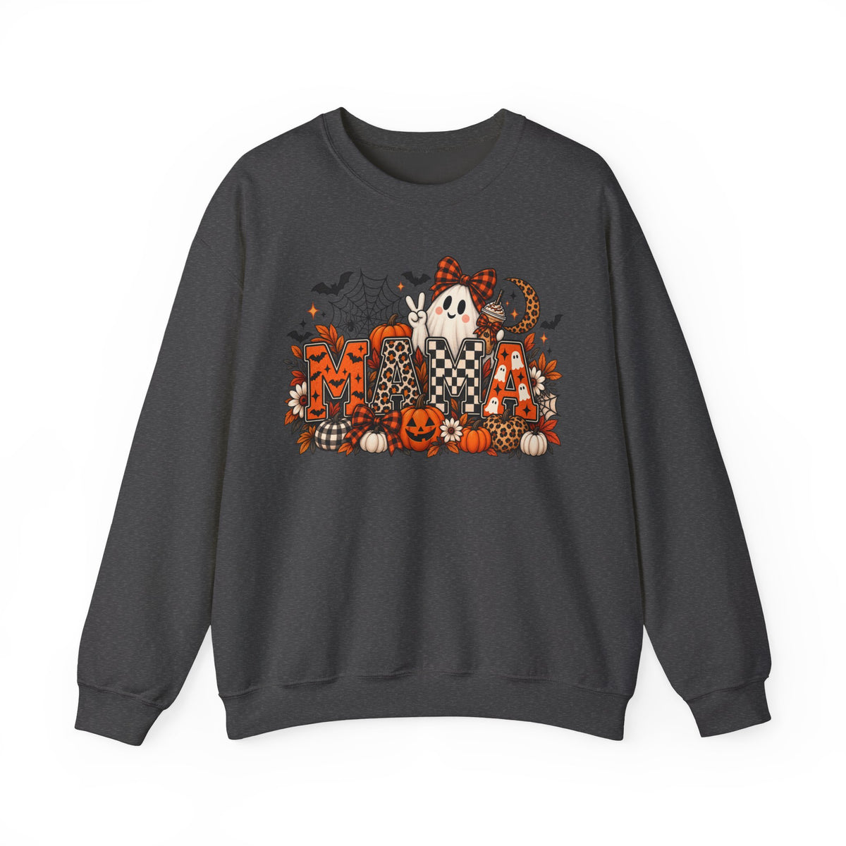 Spooky Mama ghost pumpkins Halloween Sweatshirt | pumpkin patch, spiderwebs, moon