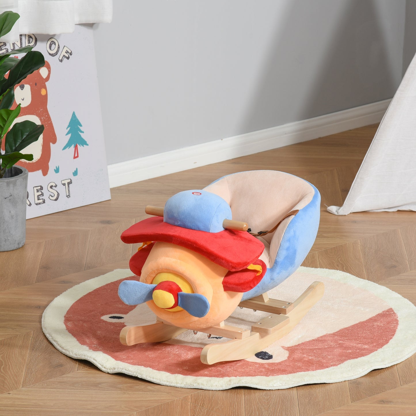 Rocking Plush Ride-on Plane Chair with Lullaby Song