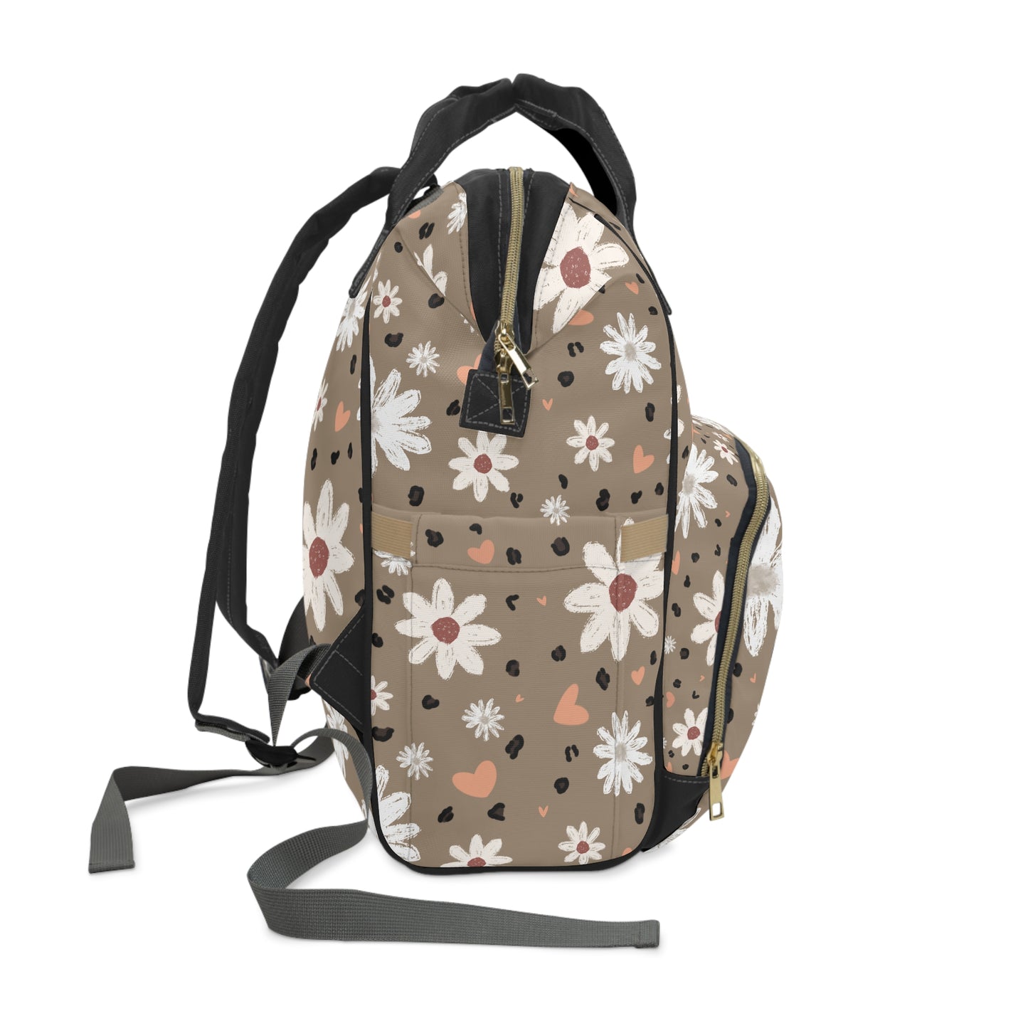 Cozy Flowers Diaper Backpack - Multifunctional Floral Baby Bag with Changing Pad