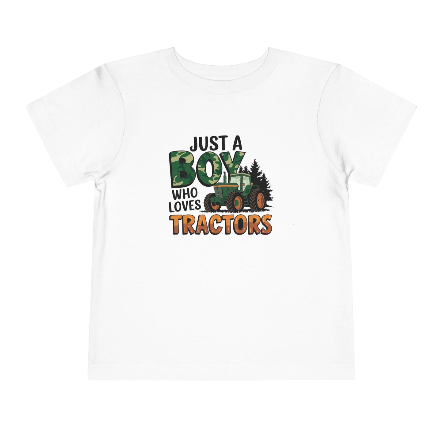 Toddler Tee — "Just A Boy Who Loves Tractors" Farm Tractor Graphic