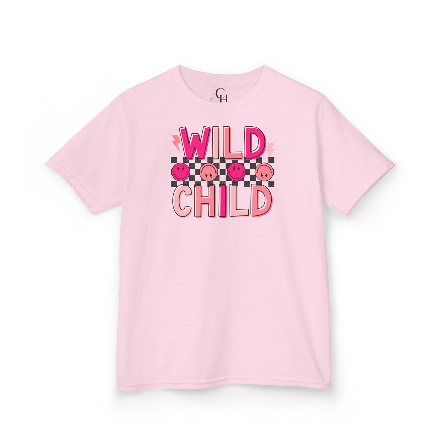 Kids T-Shirt — "Wild Child" Pink Floral Graphic