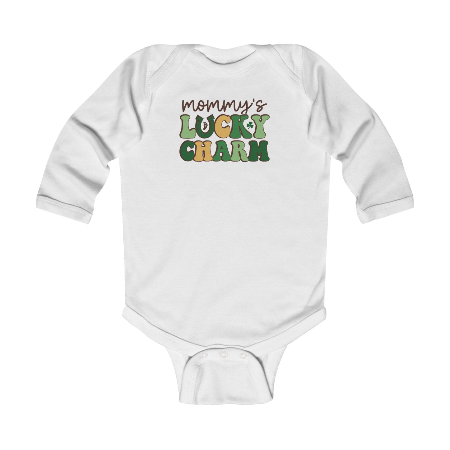 Infant Bodysuit - "Mommy's Lucky Charm" St. Patrick's Day Baby Long Sleeve Onesie