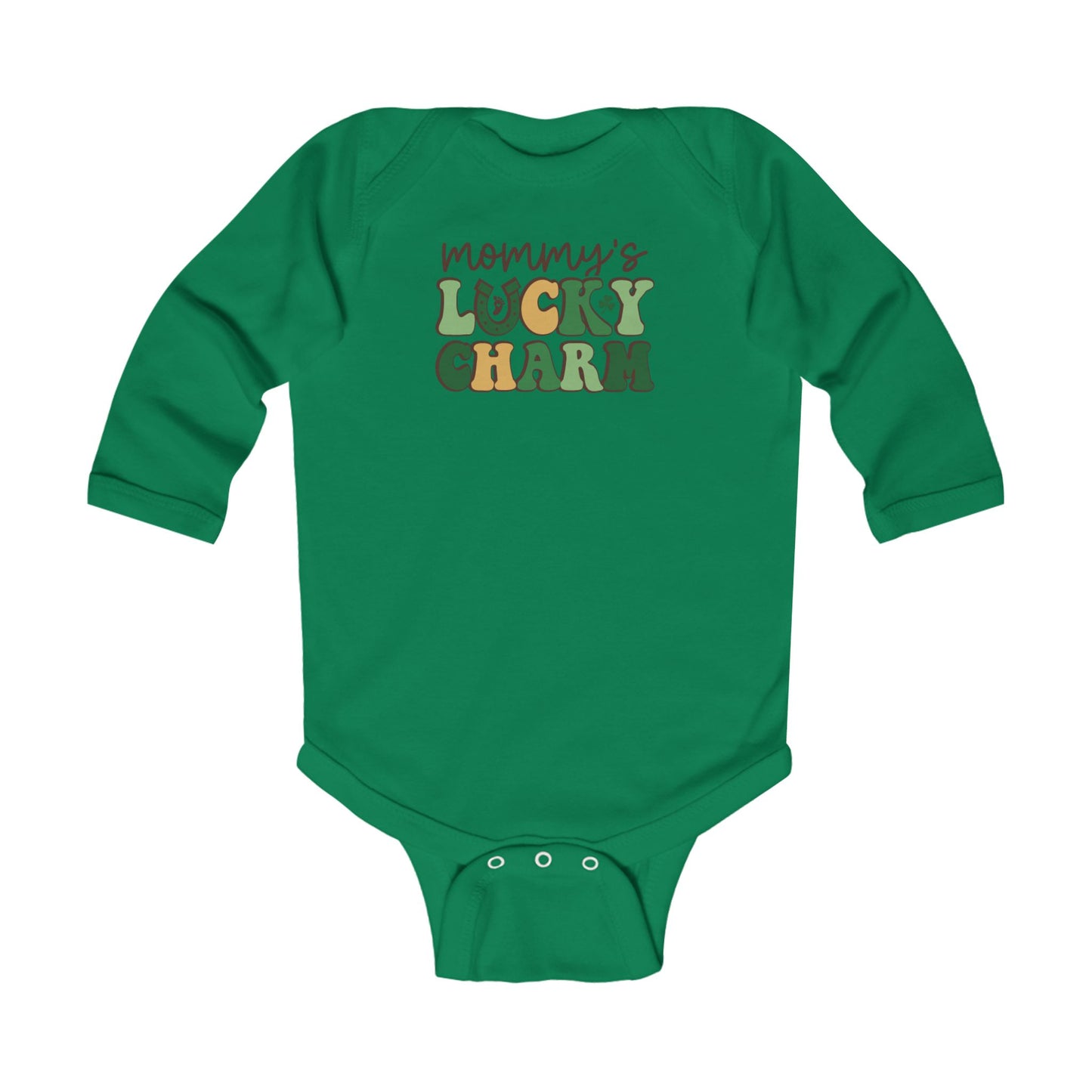 Infant Bodysuit - "Mommy's Lucky Charm" St. Patrick's Day Baby Long Sleeve Onesie