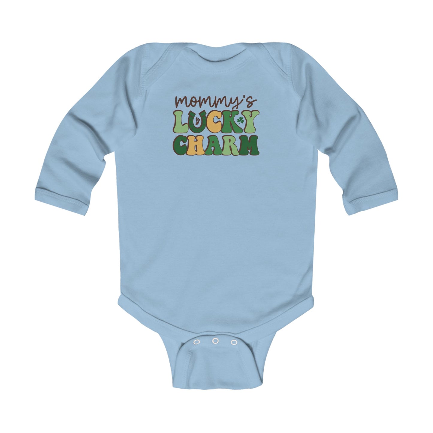 Infant Bodysuit - "Mommy's Lucky Charm" St. Patrick's Day Baby Long Sleeve Onesie
